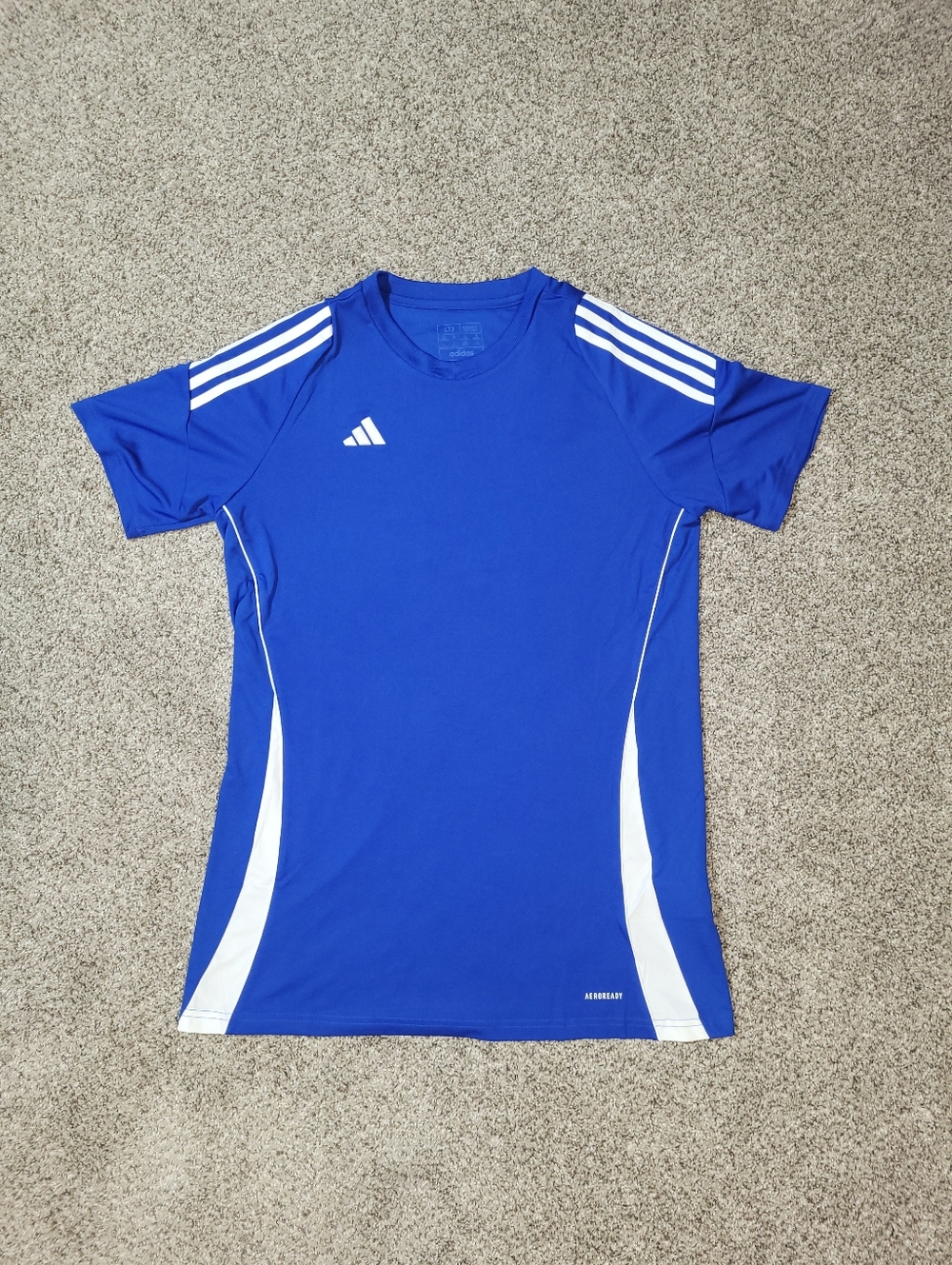 Adidas Womens Large Extra Tall Tiro 24 Soccer Futbol Blue White Jersey IS1026